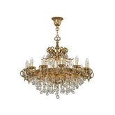 Asfour Crystal - Royal Chandelier - 18 Bulbs - Gold Oxide - Ball Clear